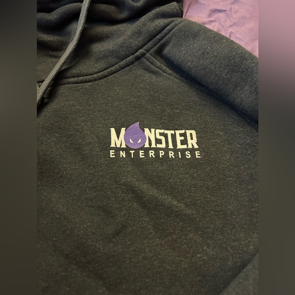 Monster Enterprises black hoodie with a cowl neck size small graphic - Picture 2 of 5